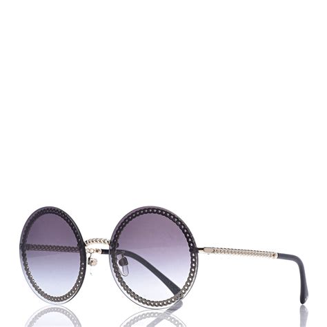 round chanel sunglasses with chain|chanel black round sunglasses.